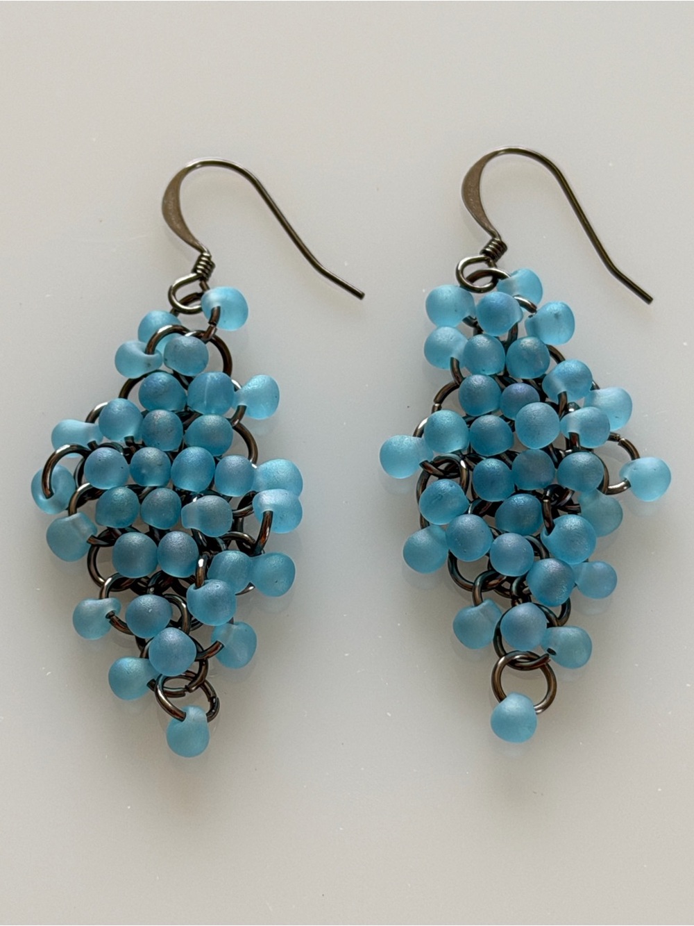 Sky Blue Beaded Earrings